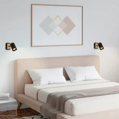 Briloner Væglamper|Spotlights>Vægspot Duta, udhæng 16 cm, sort/træfarvet, træ