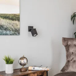 Vægspot Square, sort, 1 lyskilde^SOLLUX LIGHTING New