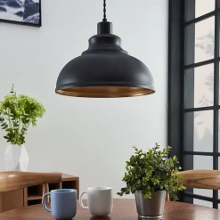 Lindby Vintage pendellampe Albertine, metal, sort