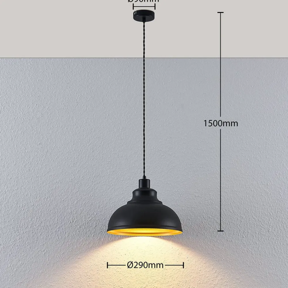 Lindby Vintage pendellampe Albertine, metal, sort