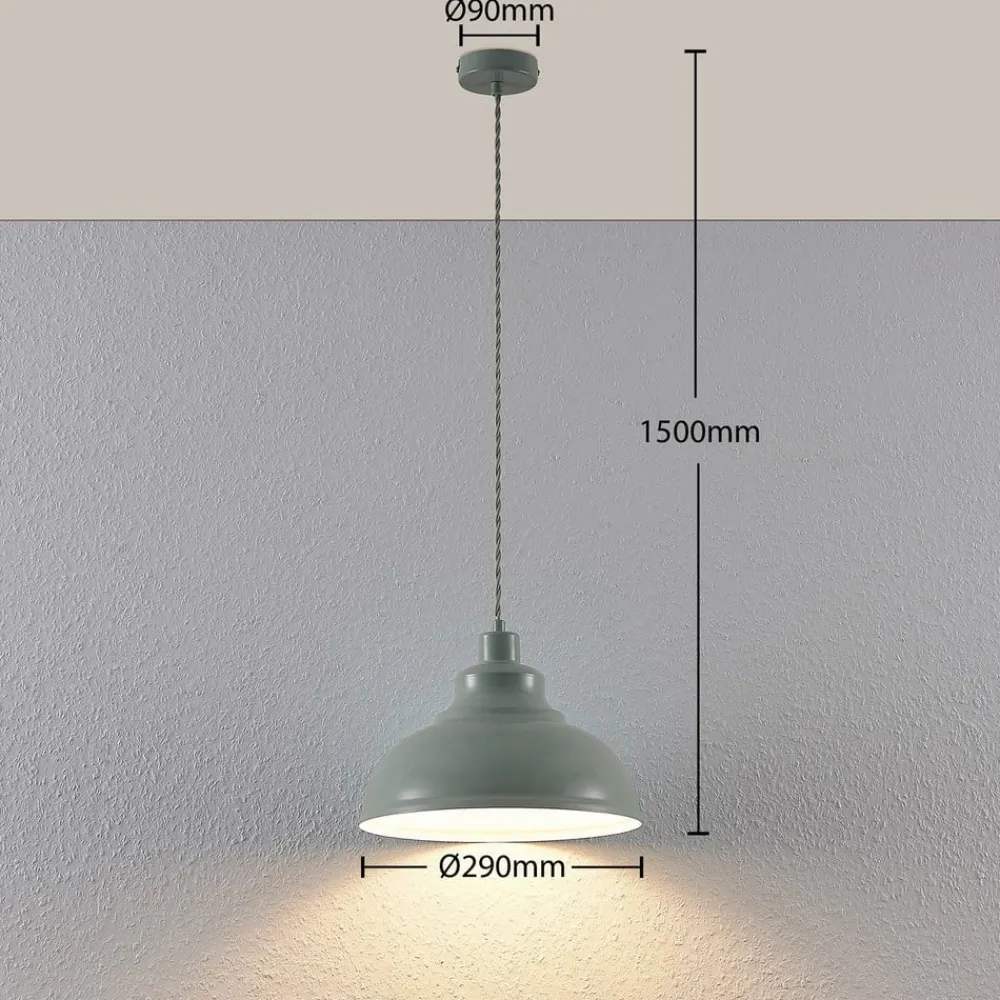 Lindby Vintage pendellampe Albertine, metal, lyseblå
