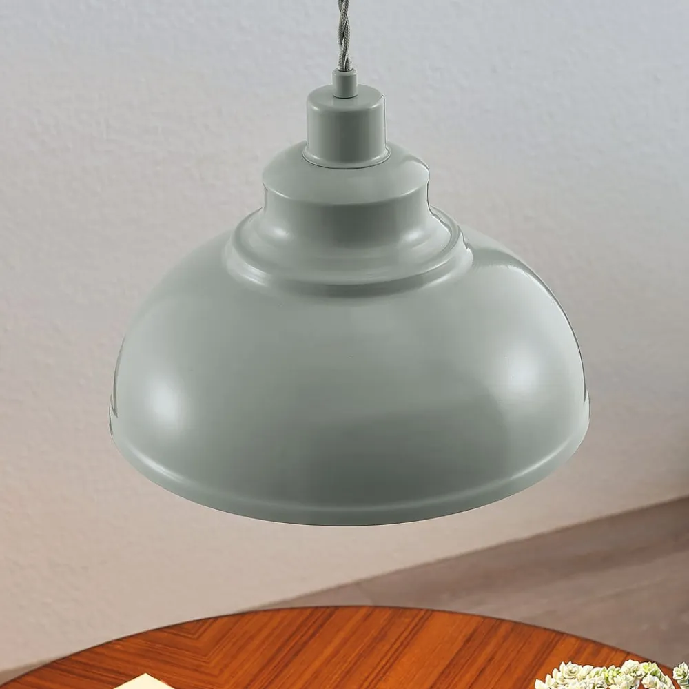 Lindby Vintage pendellampe Albertine, metal, lyseblå