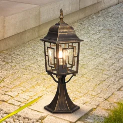 Trio Lighting Terrassebelysning|Sokkellamper>Volturno standerlampe, rustfarvet, højde 47 cm, aluminium