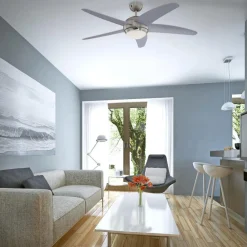 Westinghouse Bendan ventilator med lys, sølv