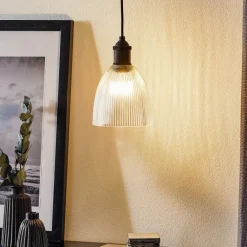 Westinghouse Pendellamper>hængelampe 6338540, rillet glas