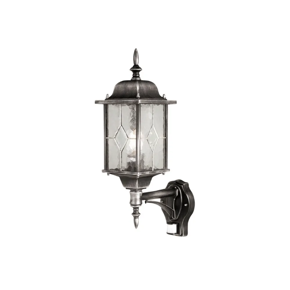 Elstead Væglampe Med Sensor>Wexford udendørs væglampe, sensor, sort/sølv