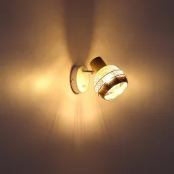 Globo Widy væglampe med dekoration i hampereb