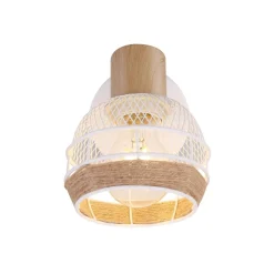 Globo Widy væglampe med dekoration i hampereb