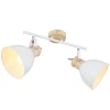 Globo Wiho loftlampe af metal, hvid/trælook, 2 lyskilder