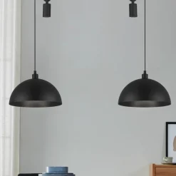 EGLO Winkworth pendellampe, sort, længde 118 cm, metal, 2 lyskilder.