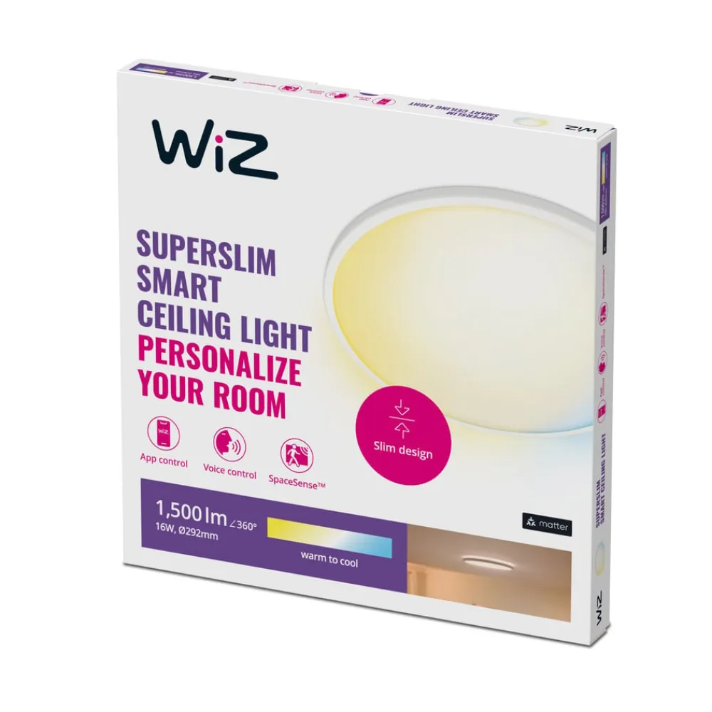 SuperSlim LED-loftslampe CCT Ø29cm hvid^WiZ