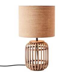 Woodrow bordlampe af bambus med stofskærm^Brilliant Sale