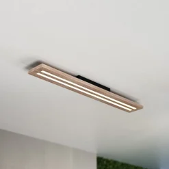 Børn MCJ Woody LED-loftlampe, længde 80 cm, eg/sort, 3.000 K