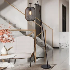 EGLO Wrington gulvlampe, højde 194 cm, sort, stål