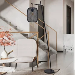 EGLO Wrington gulvlampe, højde 194 cm, sort, stål