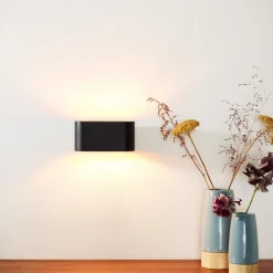 Lucide Xera væglampe, oval, sort