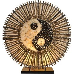 Woru Ying Yang Batur bordlampe, rund, 40 cm, brun