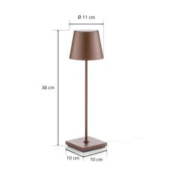 Zafferano Poldina LED-bordlampe med genopladeligt batteri, mat, brun
