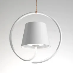 Zafferano Udendørs Pendellamper>Poldina LED-pendel med genopladeligt batteri, hvid