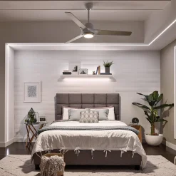 KICHLER Zeus LED-loftventilator, med tre vinger, hvid-sølv