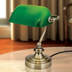 Zora - bank bordlampe med grøn glasskærm^ORION Outlet