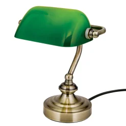 Zora - bank bordlampe med grøn glasskærm^ORION Outlet